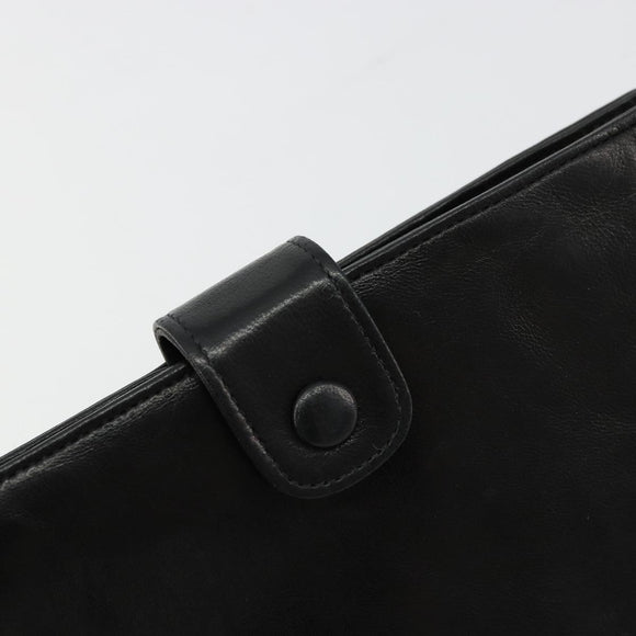 CHANEL Long Wallet Lamb Skin Black CC Auth BA12654A