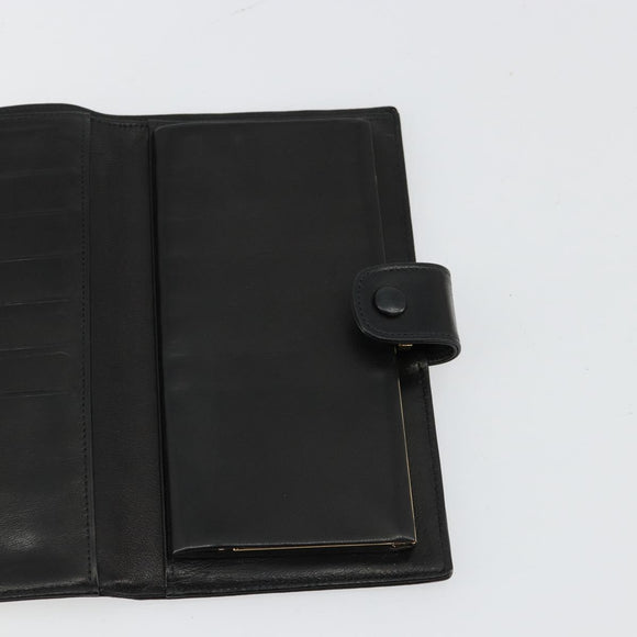 CHANEL Long Wallet Lamb Skin Black CC Auth BA12654A
