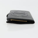 CHANEL Long Wallet Lamb Skin Black CC Auth BA12654A-3