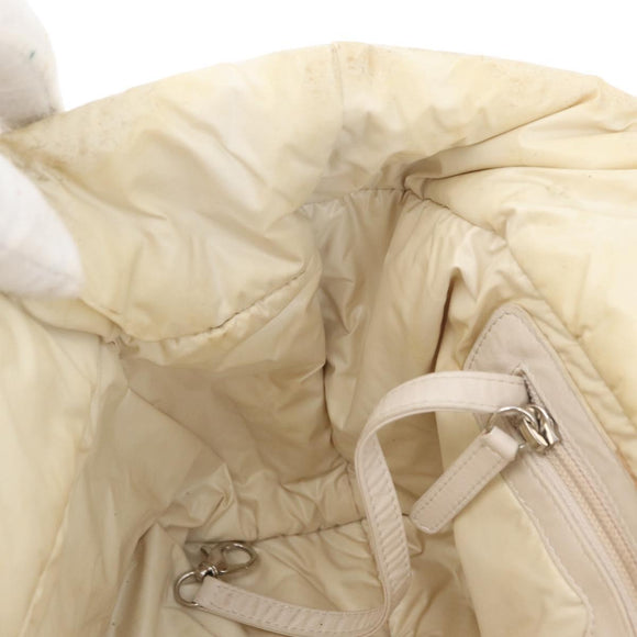 CHANEL Cococoon Handtas Nylon Beige Zilverkleurig CC Auth BA12656