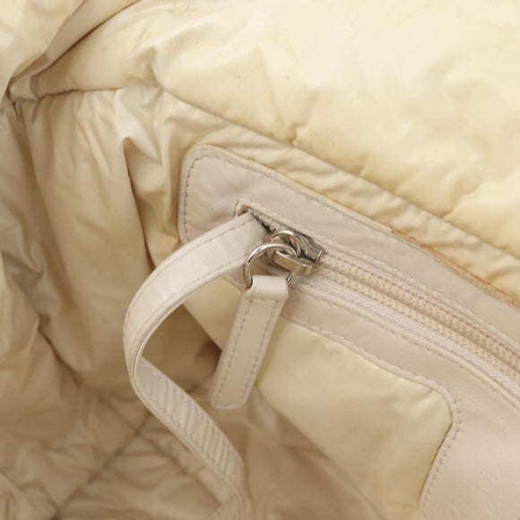 CHANEL Cococoon Handtas Nylon Beige Zilverkleurig CC Auth BA12656