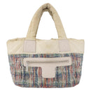 CHANEL Cococoon Handtas Nylon Beige Zilverkleurig CC Auth BA12656-13