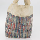 CHANEL Cococoon Handtas Nylon Beige Zilverkleurig CC Auth BA12656-4