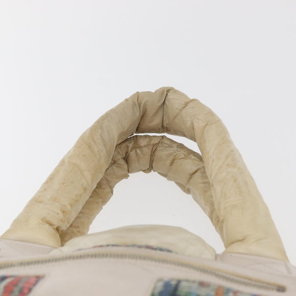 CHANEL Cococoon Handtas Nylon Beige Zilverkleurig CC Auth BA12656
