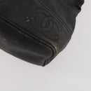CHANEL Backpack Caviar Skin Black Silver CC Auth BA12657-15
