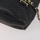 CHANEL Backpack Caviar Skin Black Silver CC Auth BA12657-17