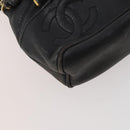 CHANEL Backpack Caviar Skin Black Silver CC Auth BA12657-9