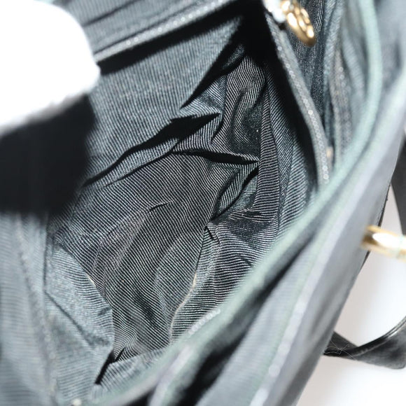 CHANEL Backpack Caviar Skin Black Silver CC Auth BA12657