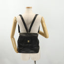 CHANEL Backpack Caviar Skin Black Silver CC Auth BA12657-25