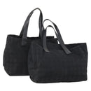 CHANEL New Travel line Tote Bag Nylon 2 Set Black CC Auth BA12658-1