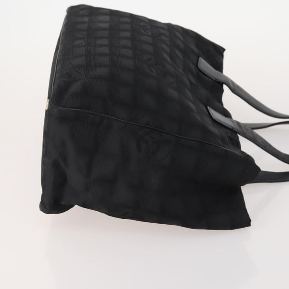 CHANEL New Travel line Tote Bag Nylon 2 Set Black CC Auth BA12658
