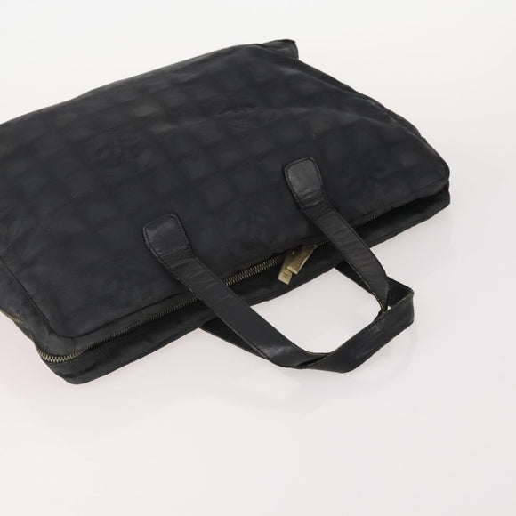 CHANEL New Travel line Tote Bag Nylon 3er Set Schwarz Beige CC Auth BA12660
