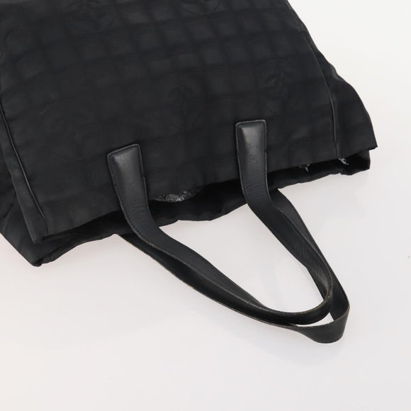 CHANEL New Travel line Tote Bag Nylon 3er Set Schwarz Beige CC Auth BA12660