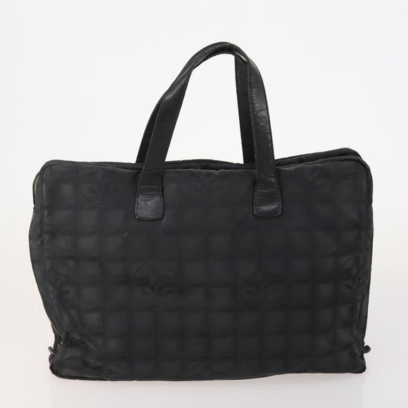 CHANEL New Travel line Tote Bag Nylon 3er Set Schwarz Beige CC Auth BA12660