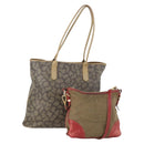 SAINT LAURENT PRADA Tote Bag Canvas PVC 2 Set Beige Auth BA12662-1