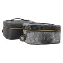 CHANEL Vanity Pouch Leer 2 Set Zwart CC Auth BA12664-1