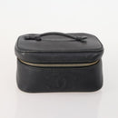 CHANEL Vanity Pouch Leer 2 Set Zwart CC Auth BA12664-2