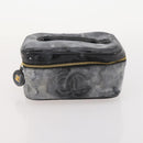 CHANEL Vanity Pouch Leer 2 Set Zwart CC Auth BA12664-9