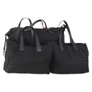 CHANEL New Travel line Tote Bag Nylon 3 Set Black CC Auth BA12665-1