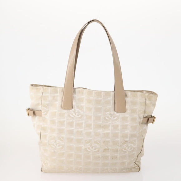 CHANEL New Travel line Tote Bag Nylon 2 Set Black Beige CC Auth BA12666