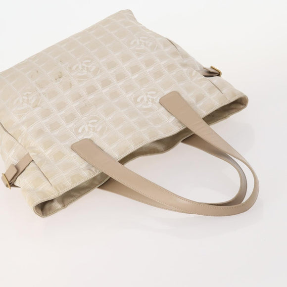 CHANEL New Travel line Tote Bag Nylon 2 Set Black Beige CC Auth BA12666
