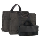 HERMES Tote Bag Canvas 3 Set Black Gray Auth BA12667-1