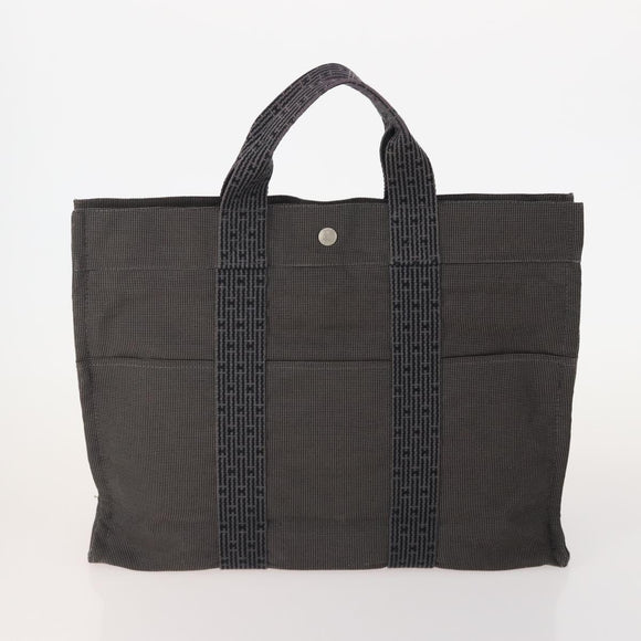 HERMES Tote Bag Canvas 3 Set Black Gray Auth BA12667