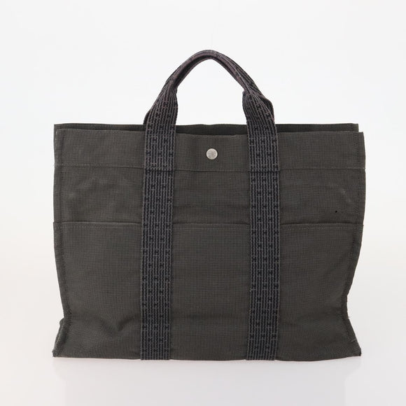 HERMES Tote Bag Canvas 3 Set Black Gray Auth BA12667