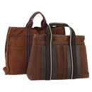 HERMES Tote Bag Canvas 2 Set Brown Auth BA12668-1