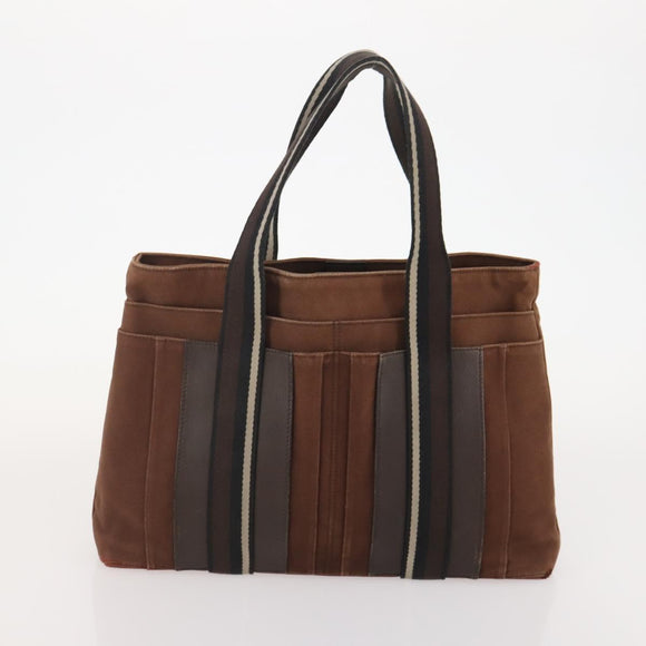 HERMES Tote Bag Canvas 2 Set Brown Auth BA12668