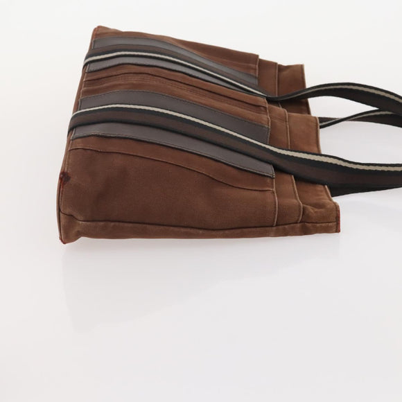 HERMES Tote Bag Canvas 2 Set Brown Auth BA12668