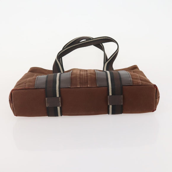 HERMES Tote Bag Canvas 2 Set Brown Auth BA12668
