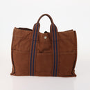 HERMES Tote Bag Canvas 2 Set Brown Auth BA12668-3