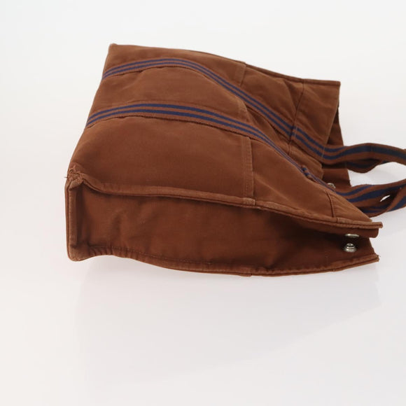 HERMES Tote Bag Canvas 2 Set Brown Auth BA12668