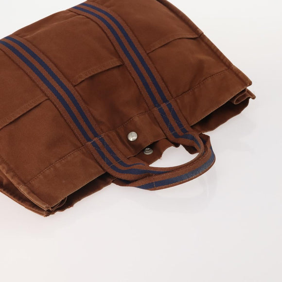 HERMES Tote Bag Canvas 2 Set Brown Auth BA12668