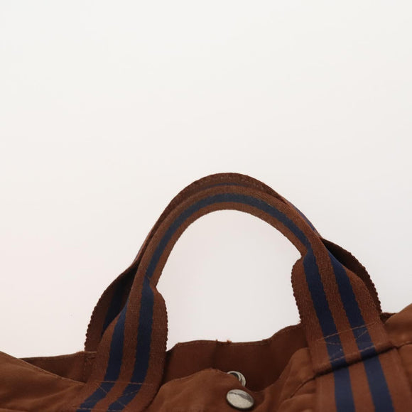HERMES Tote Bag Canvas 2 Set Brown Auth BA12668