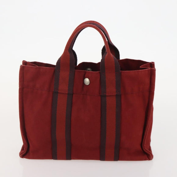 HERMES Handtasche Canvas 2er Set Rot Grau Auth BA12669