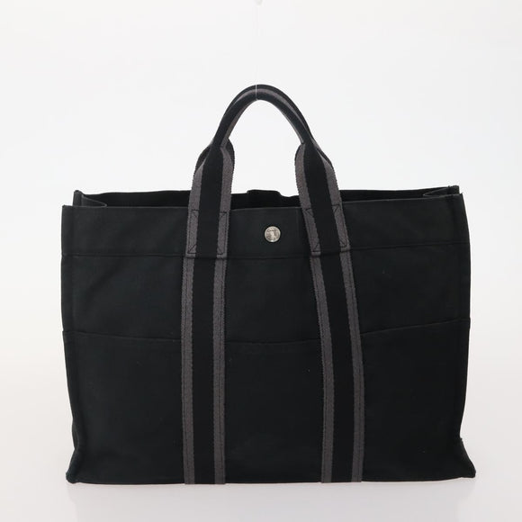 HERMES Fourre Tout Hand Bag Cotton 3 Set Black Gray Auth BA12670