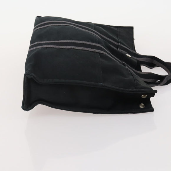 HERMES Fourre Tout Hand Bag Cotton 3 Set Black Gray Auth BA12670