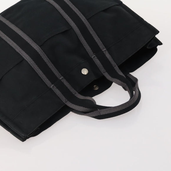 HERMES Fourre Tout Hand Bag Cotton 3 Set Black Gray Auth BA12670