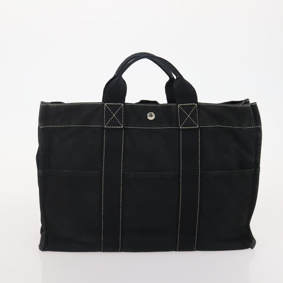 HERMES Fourre Tout Hand Bag Cotton 3 Set Black Gray Auth BA12670