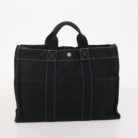 HERMES Fourre Tout Hand Bag Cotton 3 Set Black Gray Auth BA12670