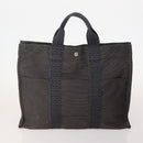 HERMES Fourre Tout Hand Bag Cotton 3 Set Black Gray Auth BA12670-3