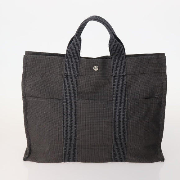 HERMES Fourre Tout Hand Bag Cotton 3 Set Black Gray Auth BA12670