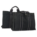 HERMES Fourre Tout Hand Bag Cotton 2 Set Black Auth BA12671-1