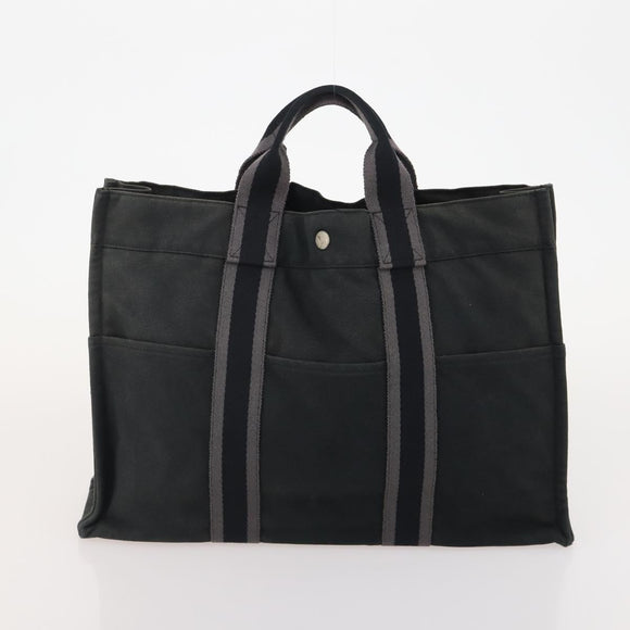 HERMES Fourre Tout Hand Bag Cotton 2 Set Black Auth BA12671