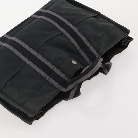 HERMES Fourre Tout Hand Bag Cotton 2 Set Black Auth BA12671