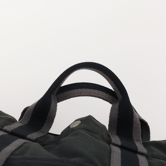 HERMES Fourre Tout Hand Bag Cotton 2 Set Black Auth BA12671