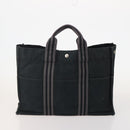 HERMES Fourre Tout Hand Bag Cotton 2 Set Black Auth BA12671-2
