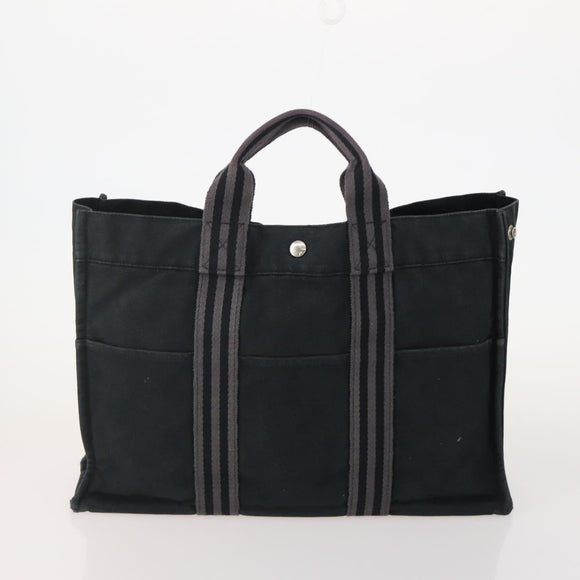 HERMES Fourre Tout Hand Bag Cotton 2 Set Black Auth BA12671